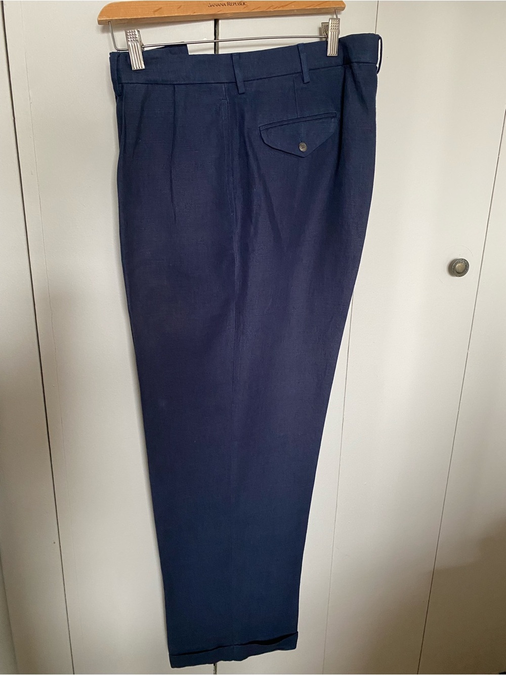 Polo Ralph Lauren Men’s 100% Linen Pleated Cuffed Dress Pants Navy 38x32